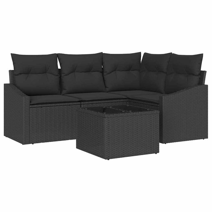 Set de masă pentru grădină cu pernă cu depozitare 5 pcs Negru - WALTI WALTI