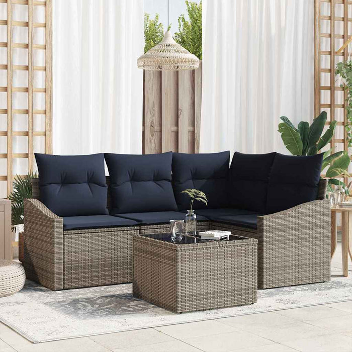 Set de canapele pentru grădină 5 pcs Gri și bleumarin poliratan - WALTI WALTI