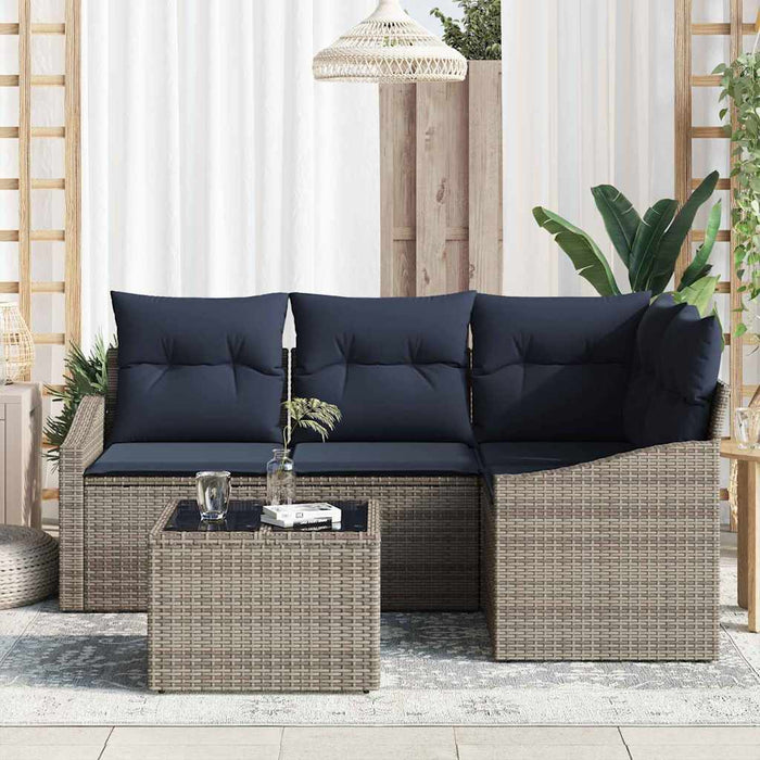 Set de canapele pentru grădină 5 pcs Gri și bleumarin poliratan - WALTI WALTI