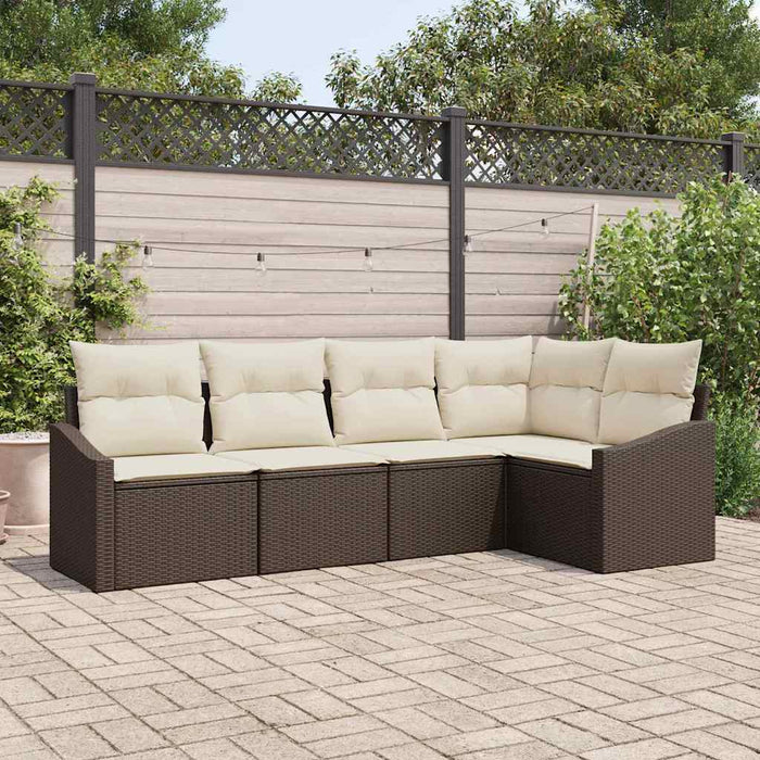 Set de masă pentru grădină cu pernă 5 pcs Maro, Crem - WALTI WALTI