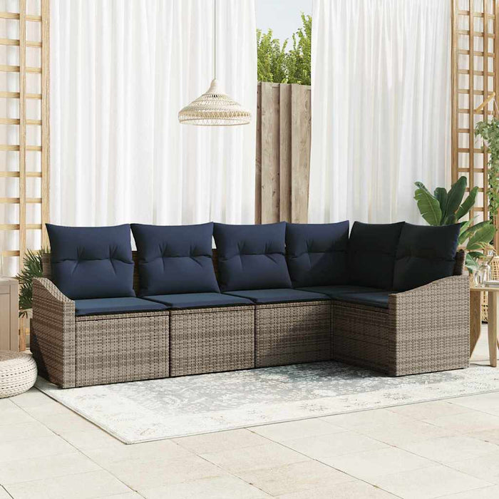 Set de canapele pentru grădină 5 pcs Gri și albastru marin - WALTI WALTI