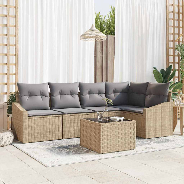 Set de masă pentru grădină cu pernă 6 pcs Bej, Gri deschis - WALTI WALTI