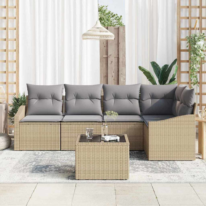 Set de masă pentru grădină cu pernă 6 pcs Bej, Gri deschis - WALTI WALTI