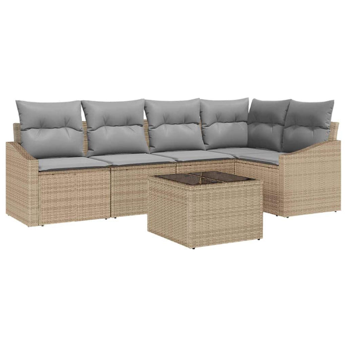 Set de masă pentru grădină cu pernă 6 pcs Bej, Gri deschis - WALTI WALTI