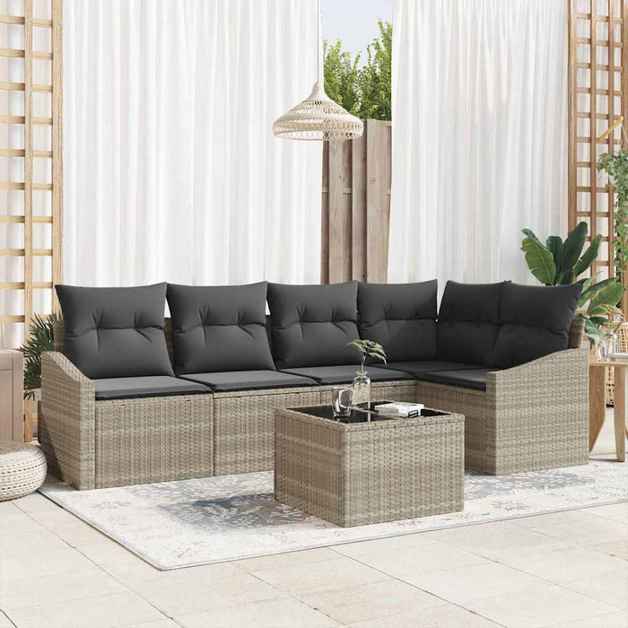 Set de masă pentru grădină cu pernă 6 pcs Gri deschis - WALTI WALTI