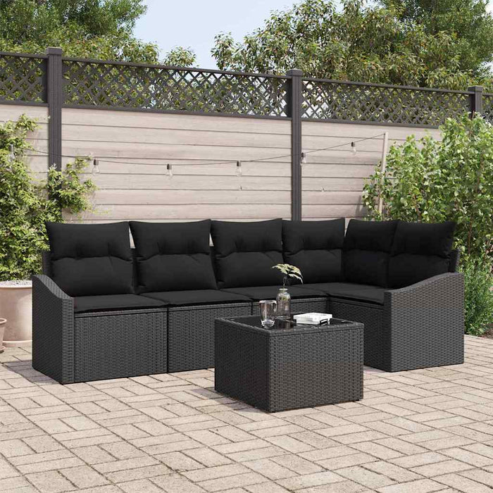 Set de masă pentru grădină cu pernă cu depozitare 6 pcs Negru - WALTI WALTI