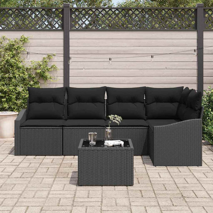 Set de masă pentru grădină cu pernă cu depozitare 6 pcs Negru - WALTI WALTI