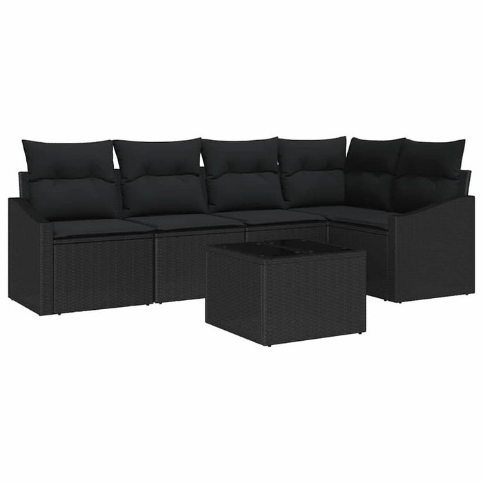 Set de masă pentru grădină cu pernă cu depozitare 6 pcs Negru - WALTI WALTI