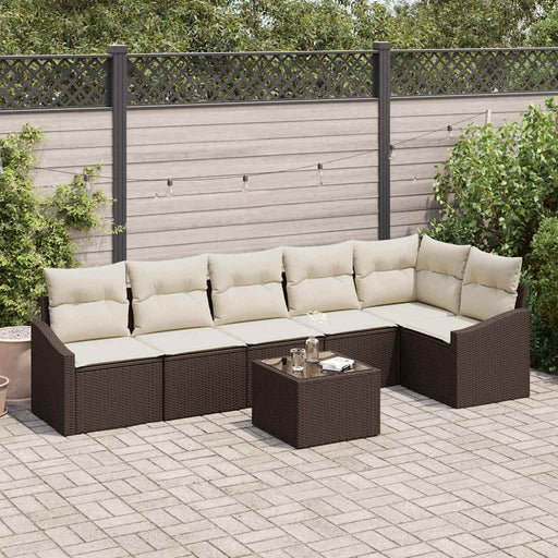 Set de masă pentru grădină cu pernă 7 pcs Maro, Crem - WALTI WALTI
