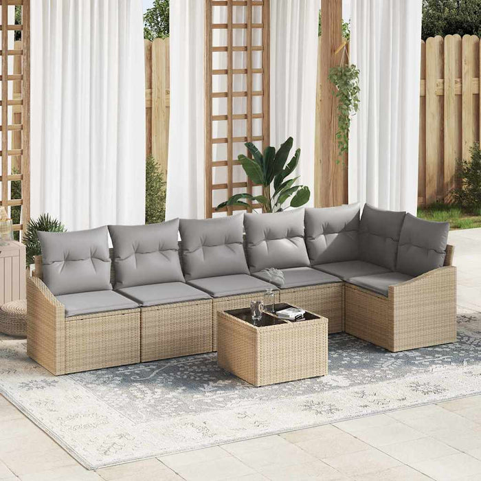 Set de masă pentru grădină cu pernă 7 pcs Bej, Gri deschis - WALTI WALTI