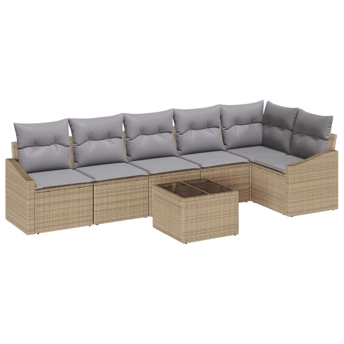 Set de masă pentru grădină cu pernă 7 pcs Bej, Gri deschis - WALTI WALTI