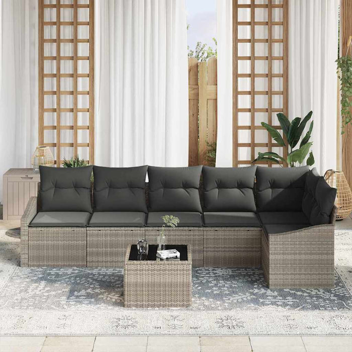 Set de masă pentru grădină cu pernă 7 pcs Gri deschis - WALTI WALTI