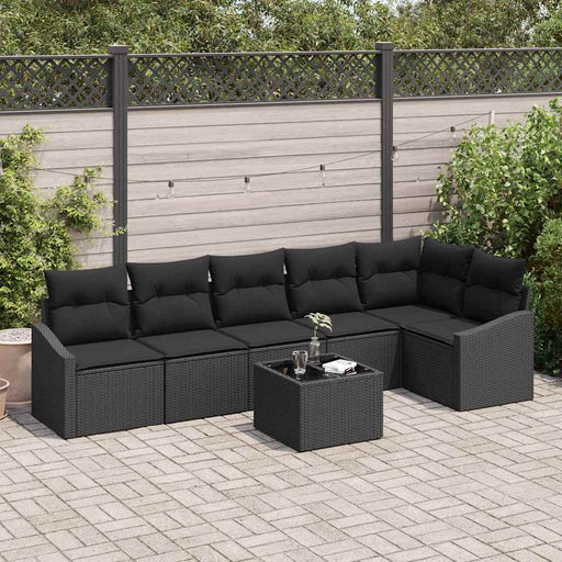 Set de masă pentru grădină cu pernă cu depozitare 7 pcs Negru - WALTI WALTI