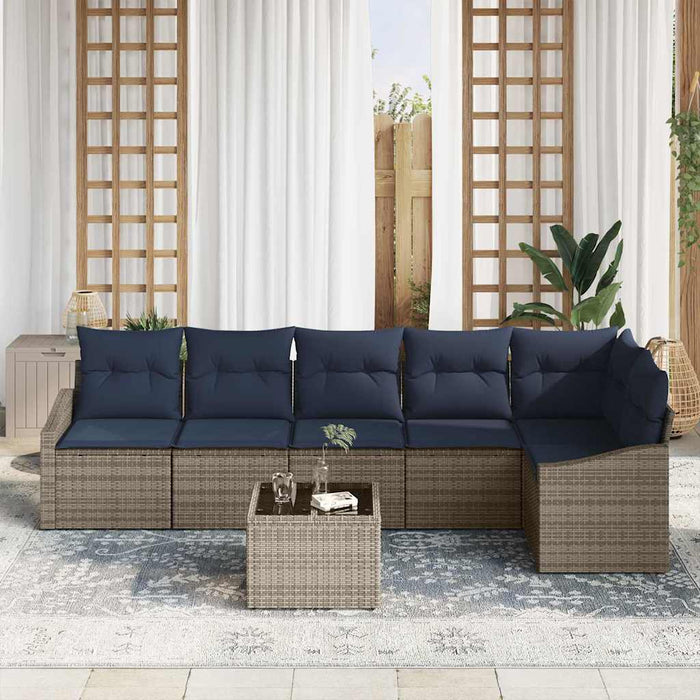 Set de canapele pentru grădină 7 pcs Gri și bleumarin poliratan - WALTI WALTI