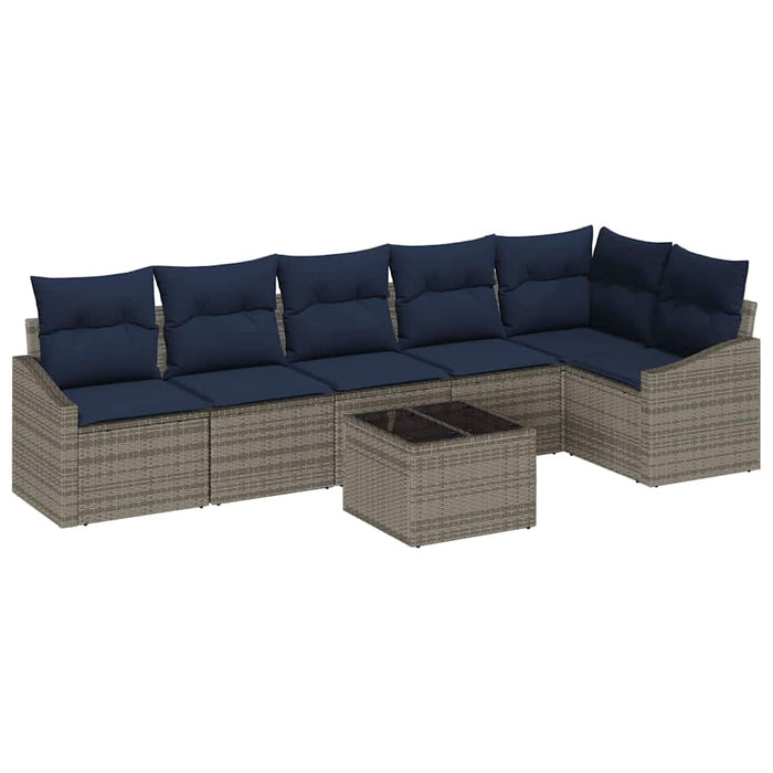 Set de canapele pentru grădină 7 pcs Gri și bleumarin poliratan - WALTI WALTI