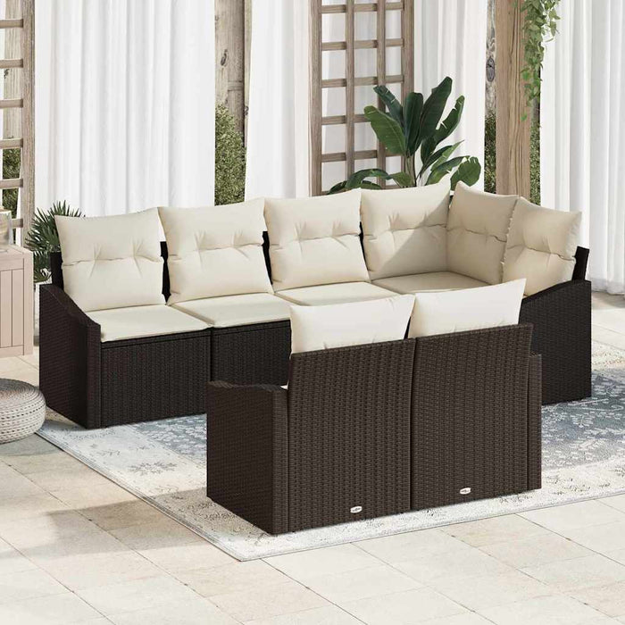 Set de masă pentru grădină cu pernă 7 pcs Maro, Crem - WALTI WALTI