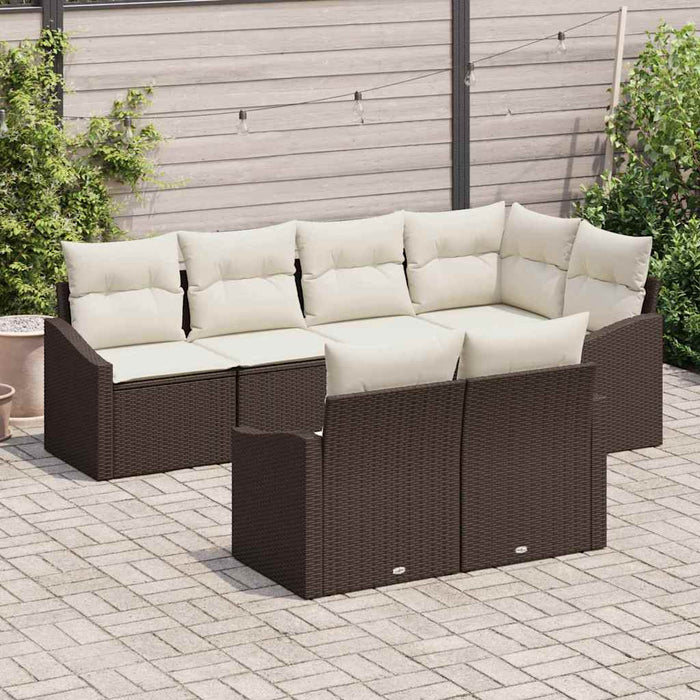Set de masă pentru grădină cu pernă 7 pcs Maro, Crem - WALTI WALTI