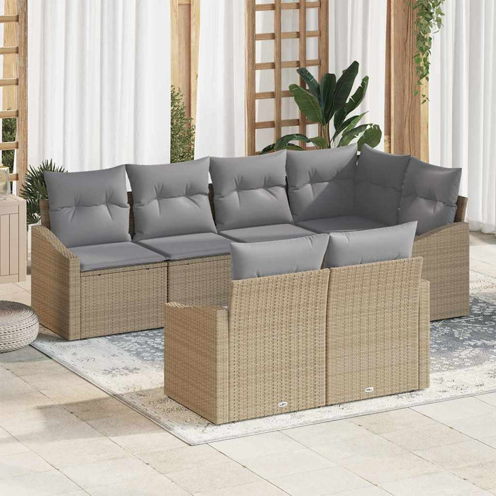 Set de masă pentru grădină cu pernă 7 pcs Bej, Gri deschis - WALTI WALTI