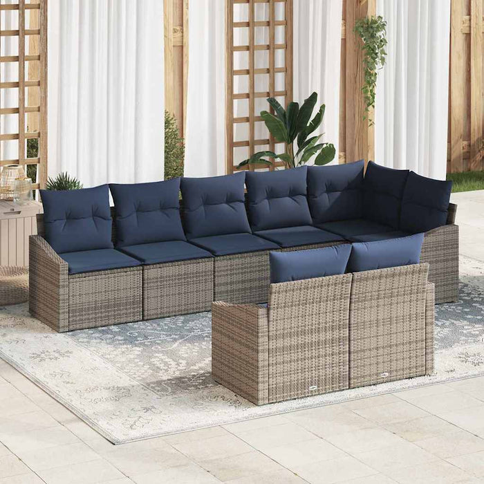 Set de canapele pentru grădină 8 pcs Gri și albastru marin - WALTI WALTI