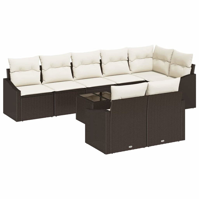 Set de masă pentru grădină cu pernă 9 pcs Maro, Crem - WALTI WALTI