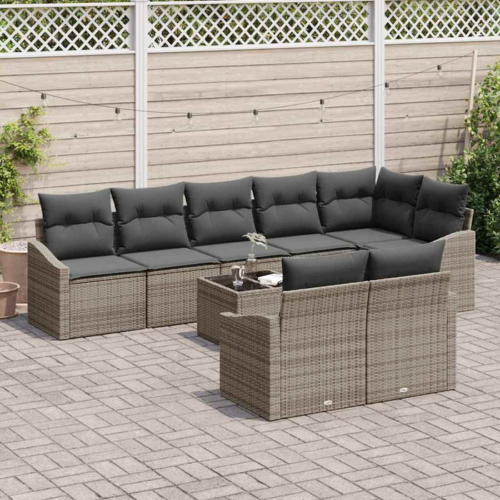 Set de masă pentru grădină cu pernă 9 pcs Gri deschis - WALTI WALTI