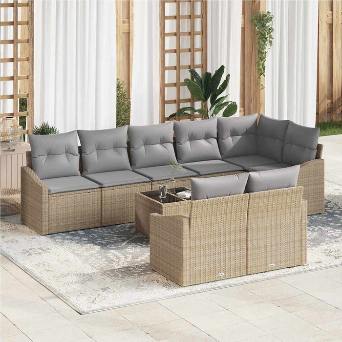 Set de canapele pentru grădină 9 pcs Beige și gri deschis - WALTI WALTI
