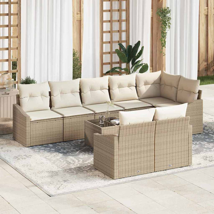 Set de masă pentru grădină cu pernă 9 pcs Bej, crem - WALTI WALTI