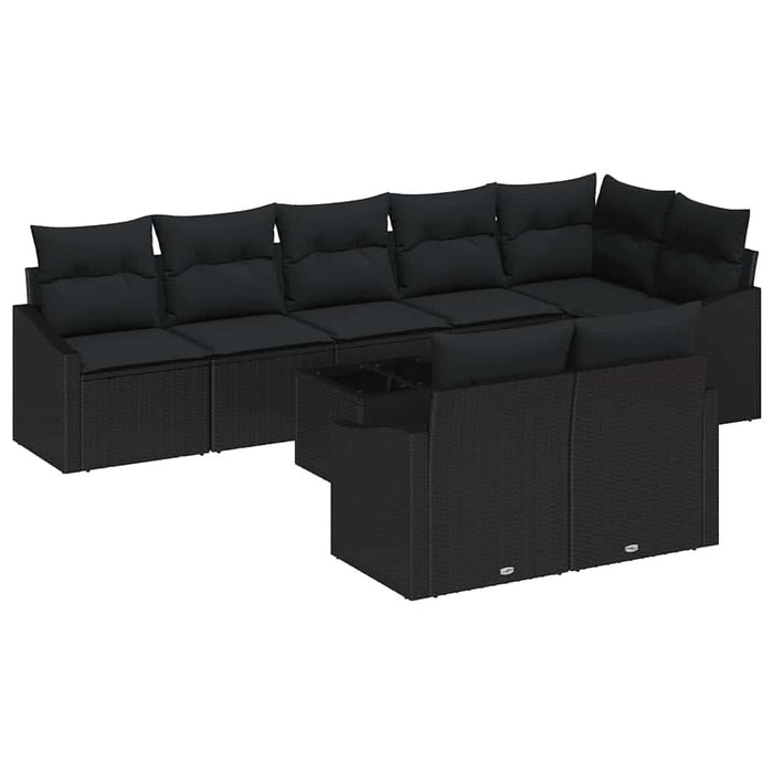 Set de masă pentru grădină cu pernă cu depozitare 9 pcs Negru - WALTI WALTI