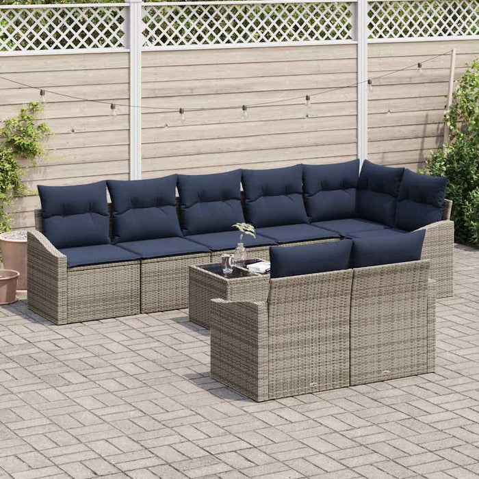 Set de canapele pentru grădină 9 pcs Gri și bleumarin poliratan - WALTI WALTI
