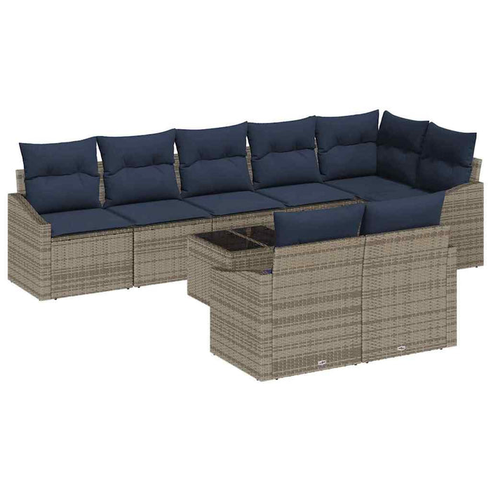 Set de canapele pentru grădină 9 pcs Gri și bleumarin poliratan - WALTI WALTI