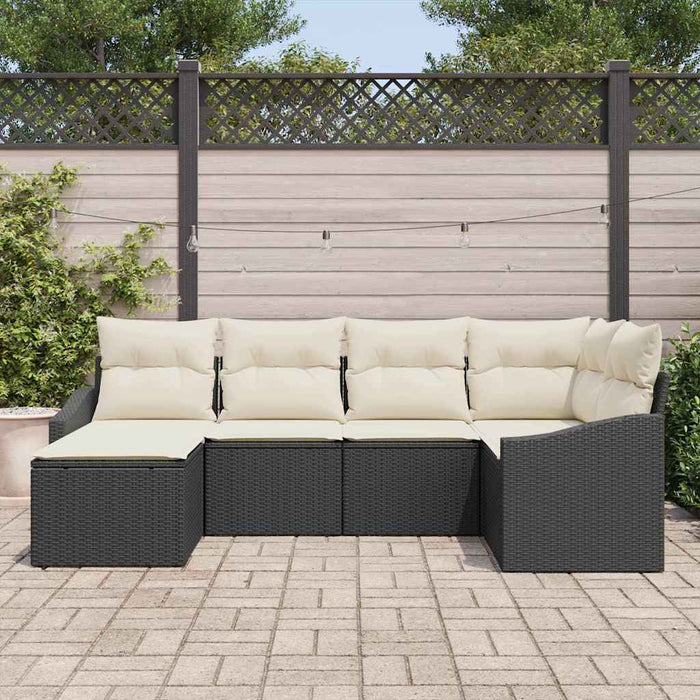 Set de masă pentru grădină cu pernă 6 pcs Negru, Crem - WALTI WALTI