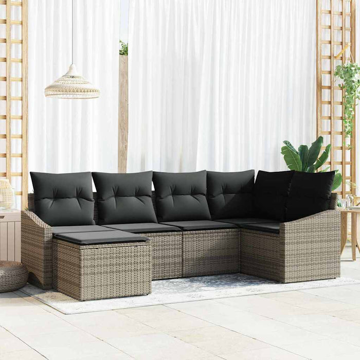 Set de masă pentru grădină cu pernă cu depozitare 6 pcs Gri - WALTI WALTI