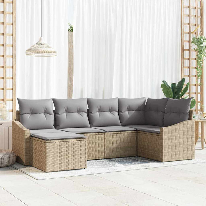Set de masă pentru grădină cu pernă 6 pcs Bej, Gri deschis - WALTI WALTI