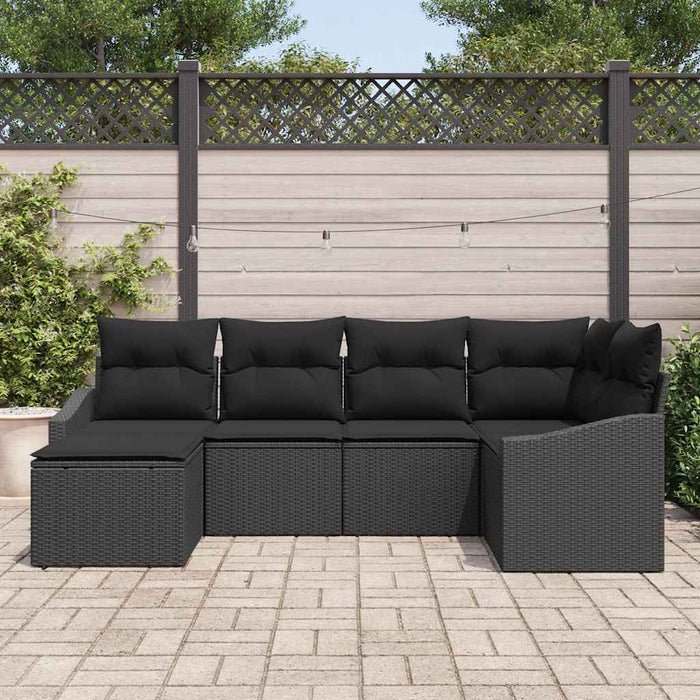 Set de masă pentru grădină cu pernă cu depozitare 6 pcs Negru - WALTI WALTI
