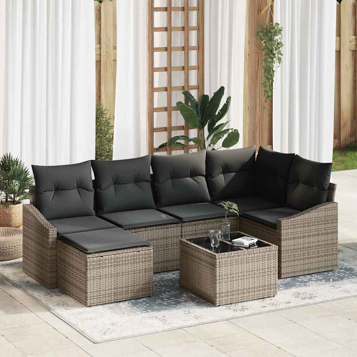 Set de masă pentru grădină cu pernă 7 pcs Gri deschis - WALTI WALTI