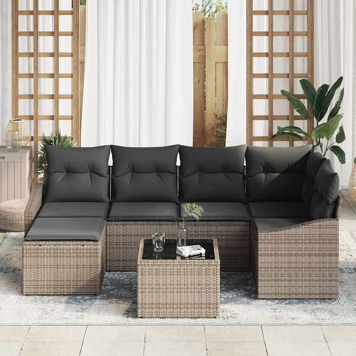 Set de masă pentru grădină cu pernă 7 pcs Gri deschis - WALTI WALTI