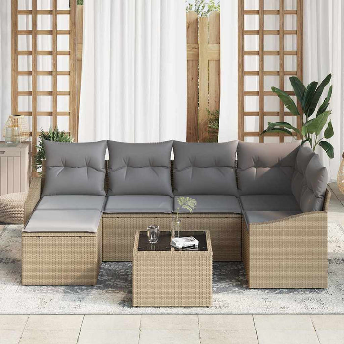 Set de masă pentru grădină cu pernă 7 pcs Bej, Gri deschis - WALTI WALTI