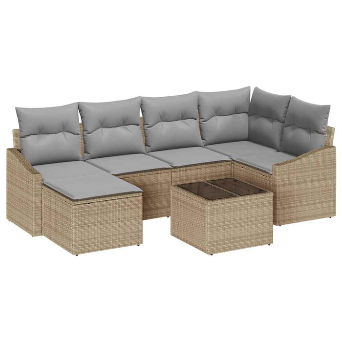 Set de masă pentru grădină cu pernă 7 pcs Bej, Gri deschis - WALTI WALTI