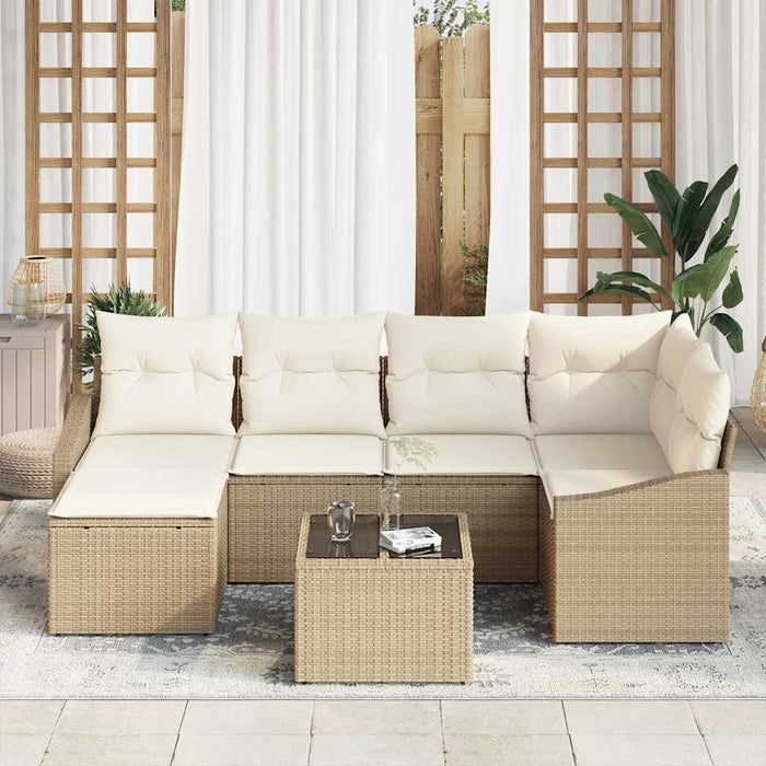 Set de masă pentru grădină cu pernă 7 pcs Bej, crem - WALTI WALTI