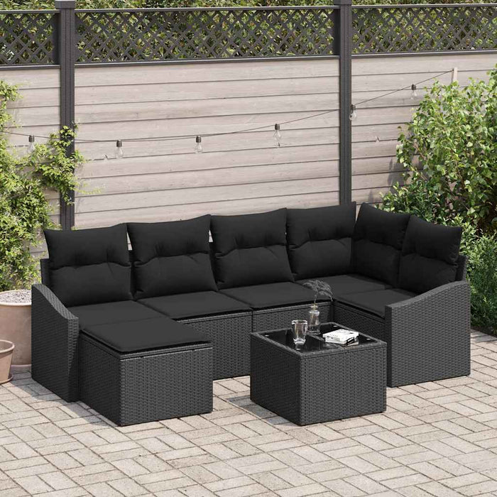 Set de masă pentru grădină cu pernă cu depozitare 7 pcs Negru - WALTI WALTI