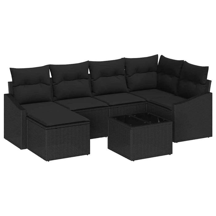 Set de masă pentru grădină cu pernă cu depozitare 7 pcs Negru - WALTI WALTI