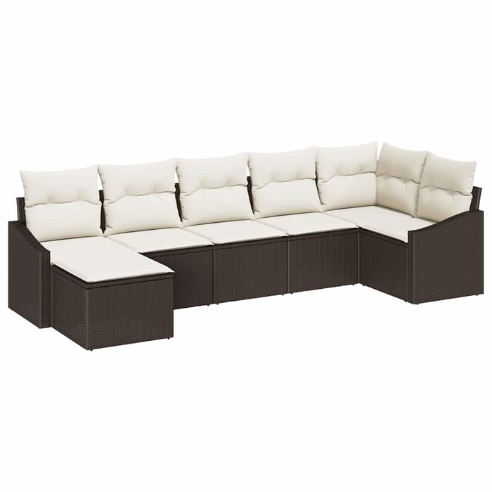 Set de masă pentru grădină cu pernă 7 pcs Maro, Crem - WALTI WALTI