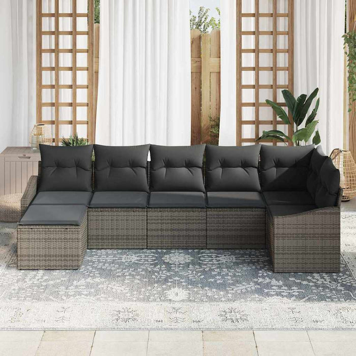 Set de masă pentru grădină cu pernă cu depozitare 7 pcs Gri - WALTI WALTI