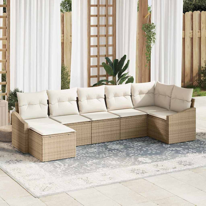 Set de masă pentru grădină cu pernă 7 pcs Bej, crem - WALTI WALTI