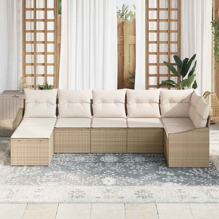 Set de masă pentru grădină cu pernă 7 pcs Bej, crem - WALTI WALTI