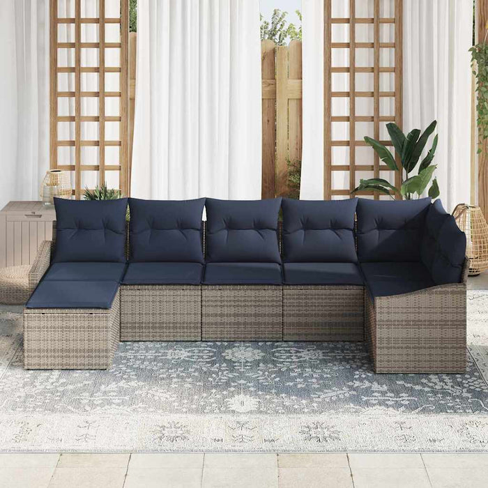 Set de canapele pentru grădină 7 pcs Gri și bleumarin poliratan - WALTI WALTI