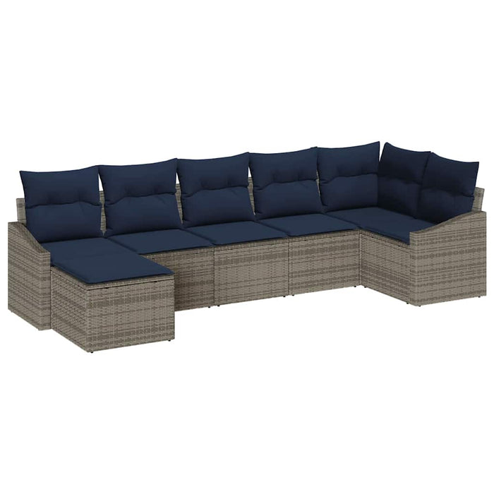 Set de canapele pentru grădină 7 pcs Gri și bleumarin poliratan - WALTI WALTI