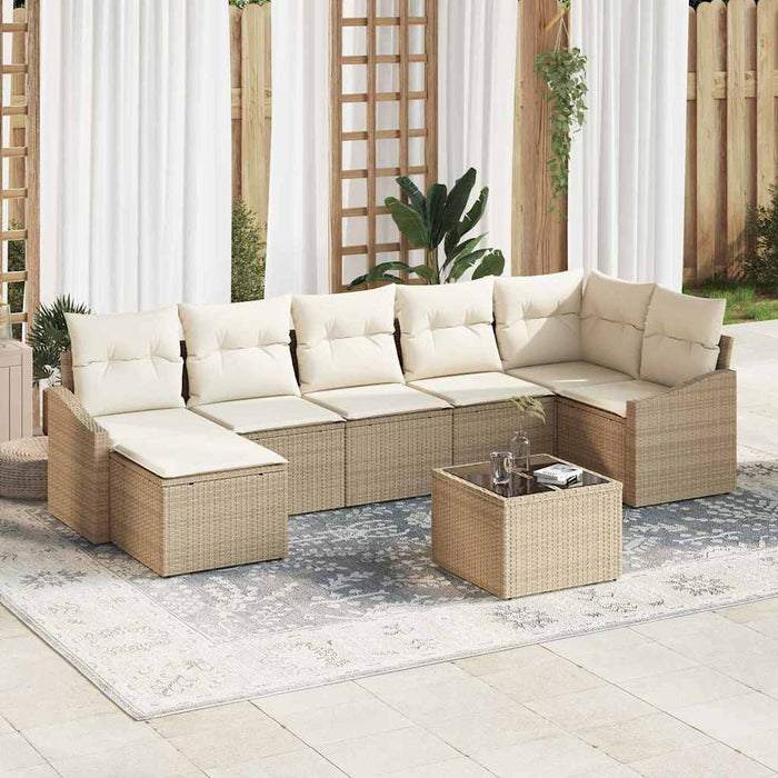 Set de masă pentru grădină cu pernă 8 pcs Bej, crem - WALTI WALTI