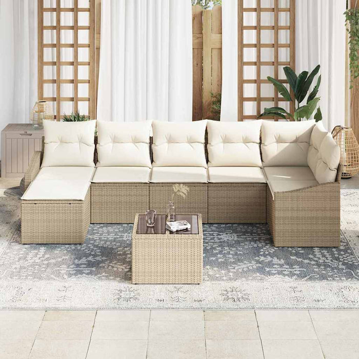 Set de masă pentru grădină cu pernă 8 pcs Bej, crem - WALTI WALTI
