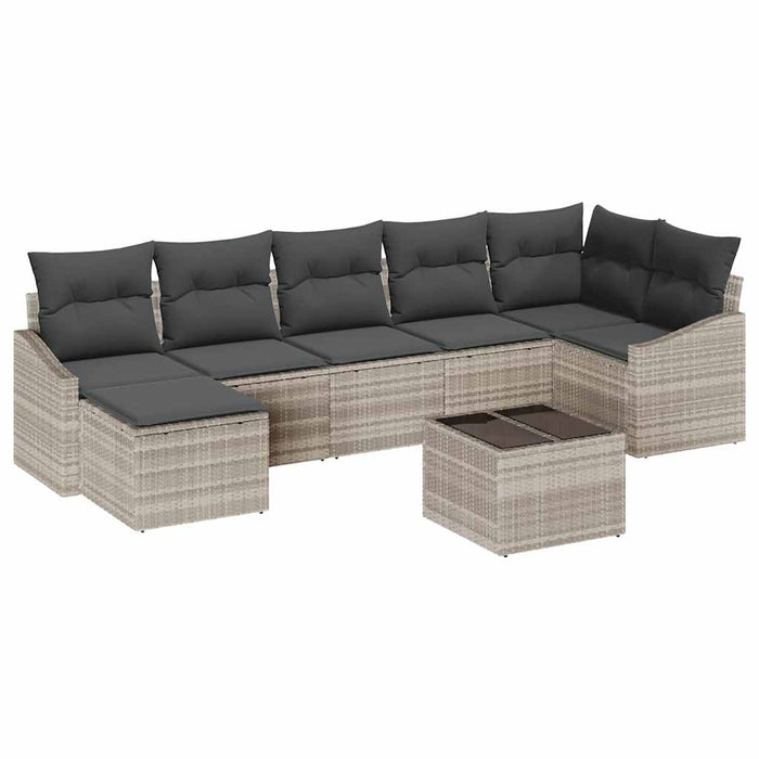Set de canapele pentru grădină 8 buc. Gri deschis poliratan WALTI